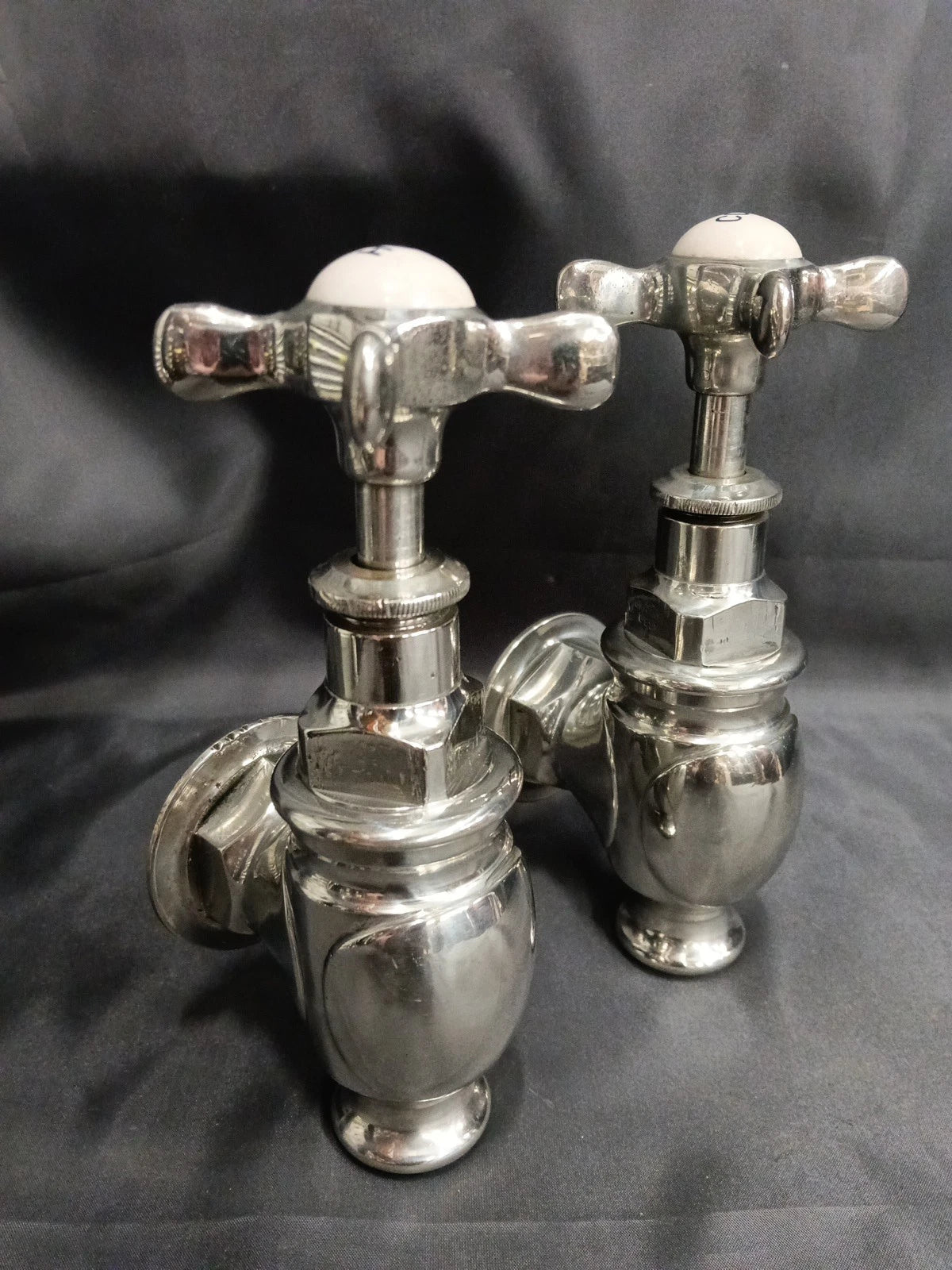 Solid Nickel Silver Globe Bath Taps, Reclaimed & Fully Refurbished Taps