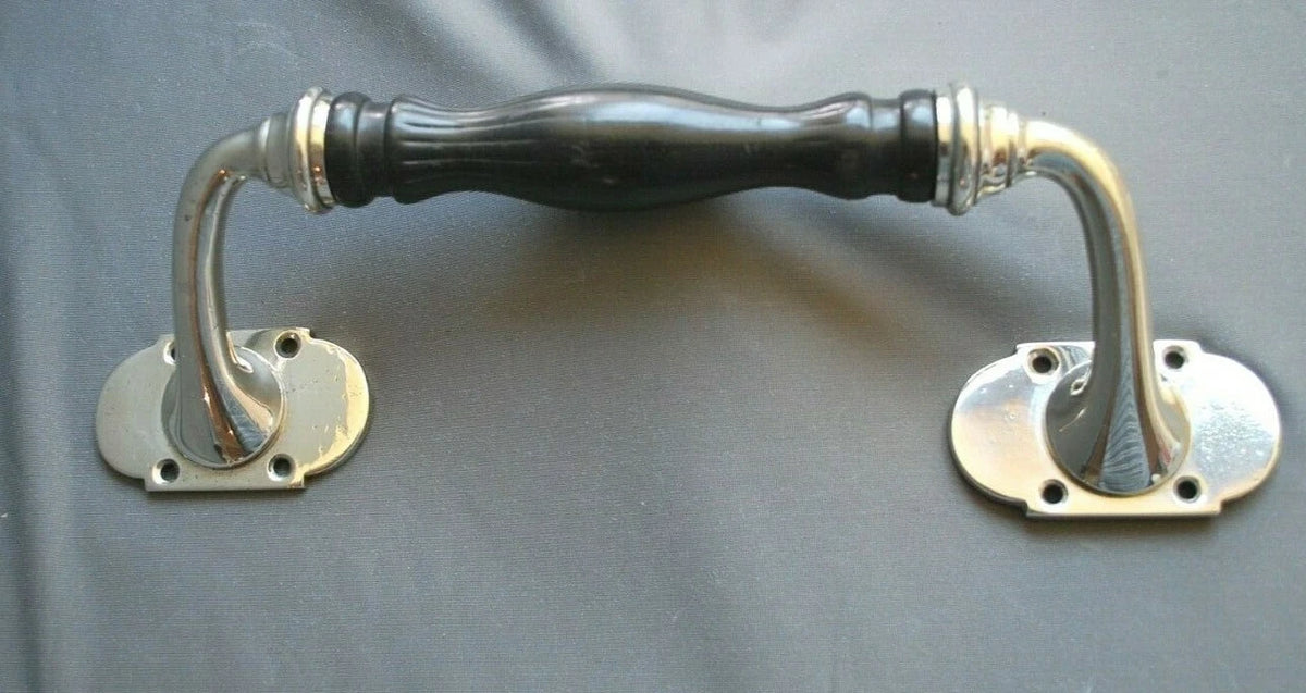 Large Stunning Nickel Door Handle / Pull / Heavyweight Solid Wood & Nickel