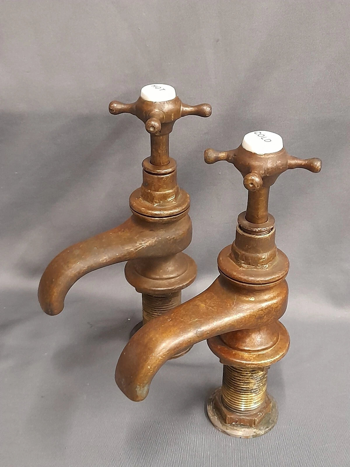Large Brass Bath Taps Original Dark Patina Brass Bathroom Fully Refubished