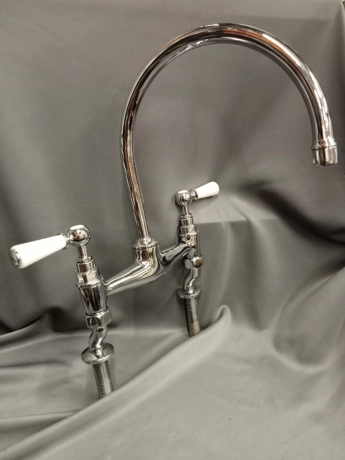 Lefroy Brooks Chrome Mixer Taps Ideal 4 Belfast Kitchen Sink, Reconditioned