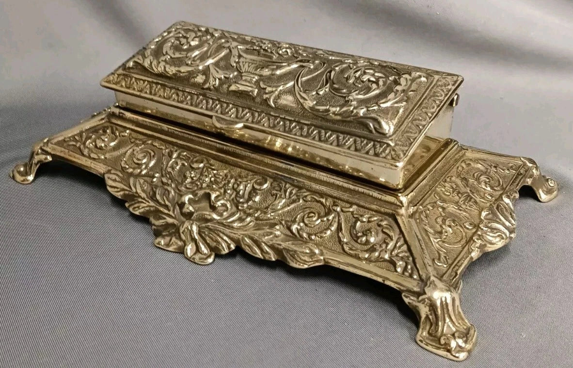Beautiful Polished Brass Stamp Box Desk Accessory