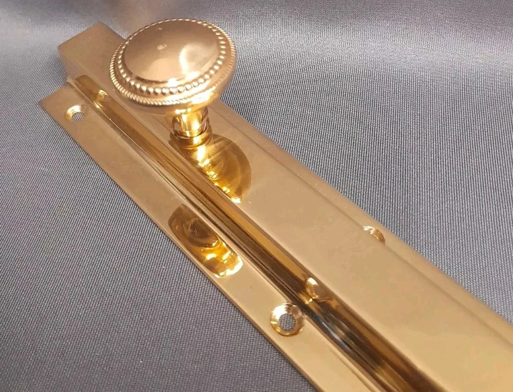 Brassart Polished Brass Bolt & Keep 200 mm Quality 4 Available New Old Stock