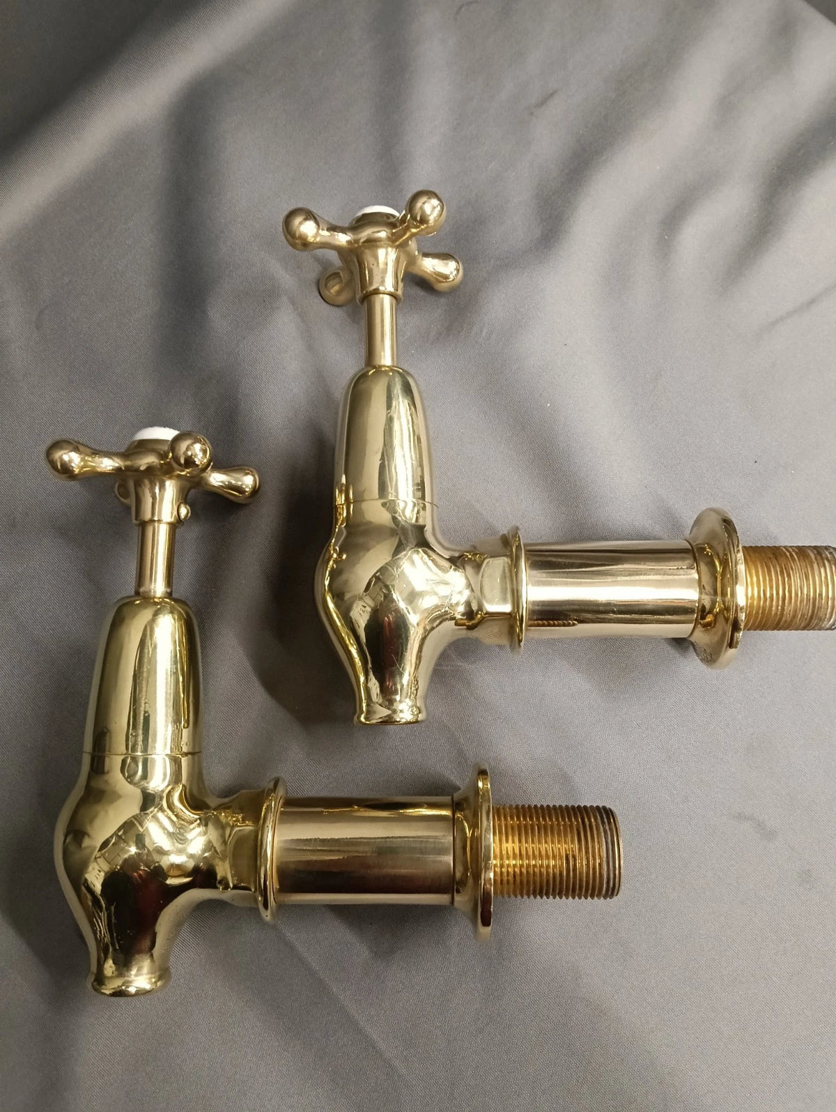 Bare Brass Globe Taps Reclaimed & Reconditioned Wall Mounted Taps