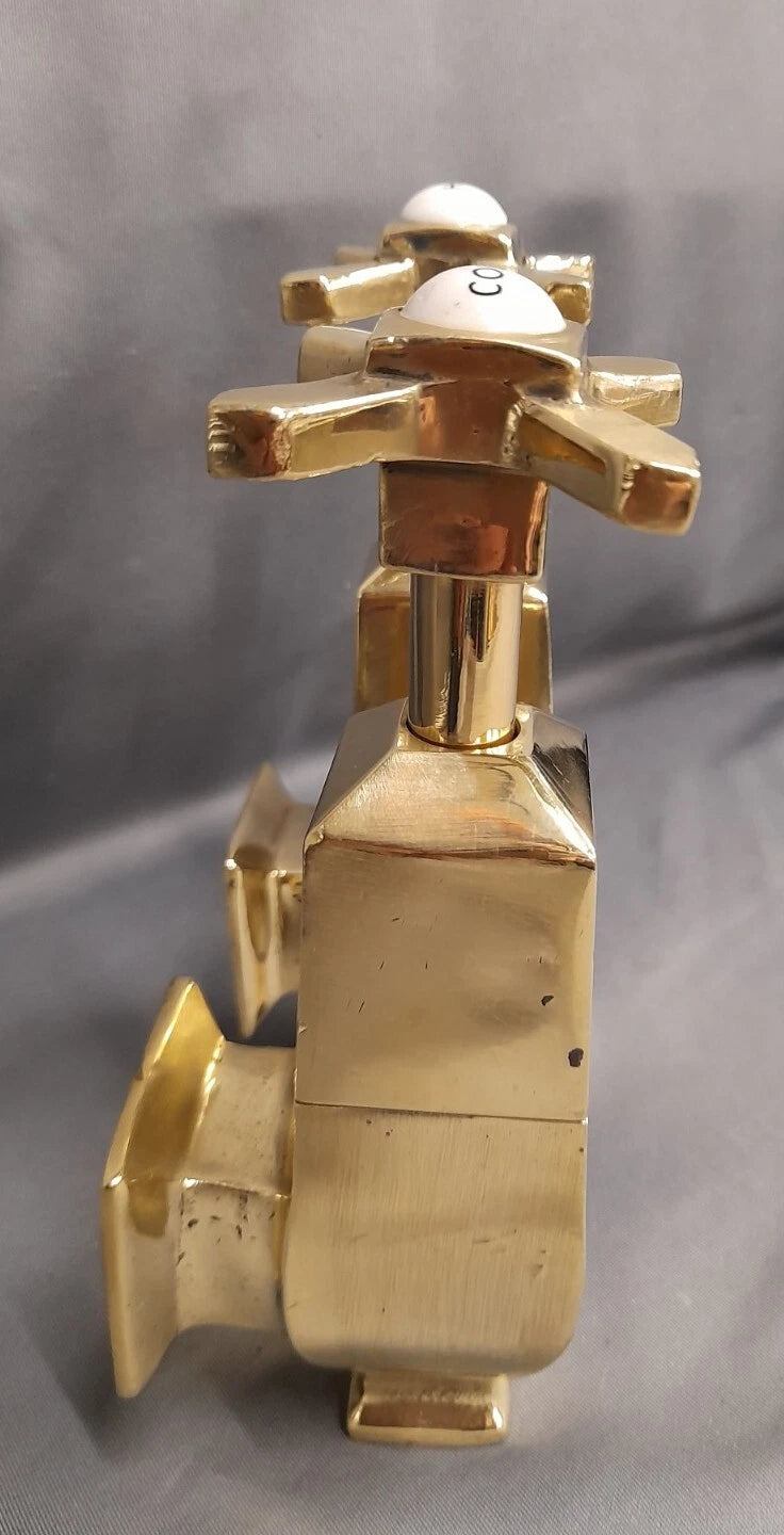 Art Deco Bare Brass Globe Taps Fully Refurbed Heavy Weight Taps