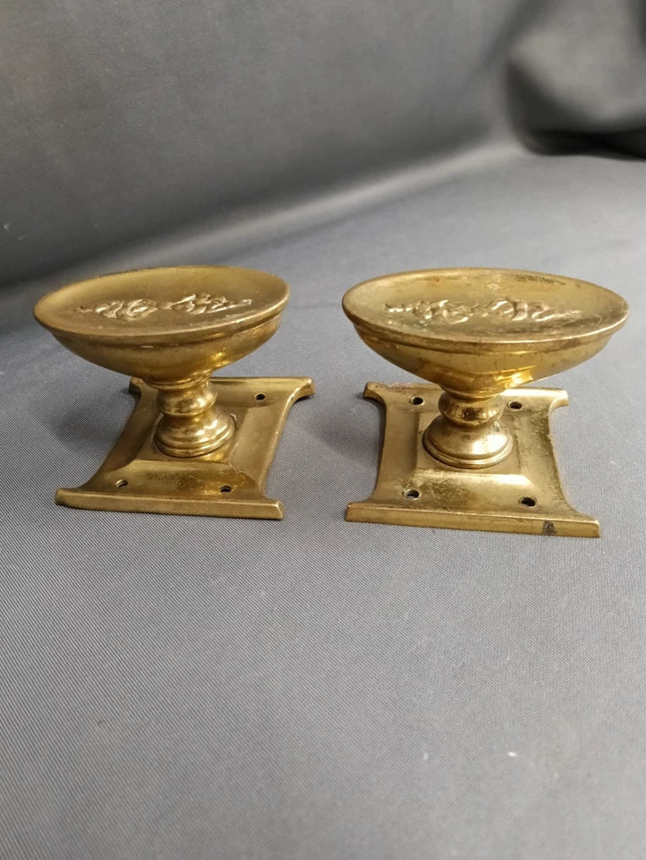 Door Knobs, Polished Brass Vintage Reclaimed Brass Door Knob Pull, Lovley Design