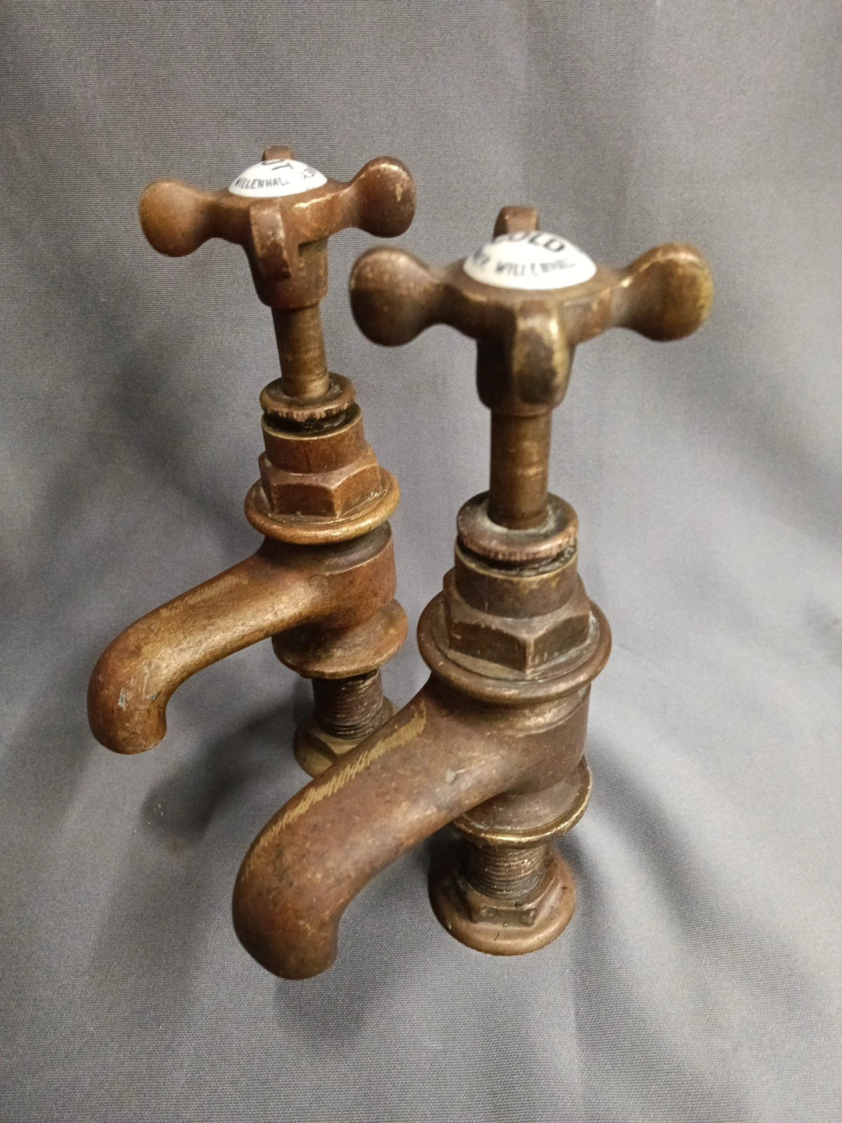 Super Cute Small Aged Brass Bathroom Basin Taps  Reclaimed & Refurbed D1