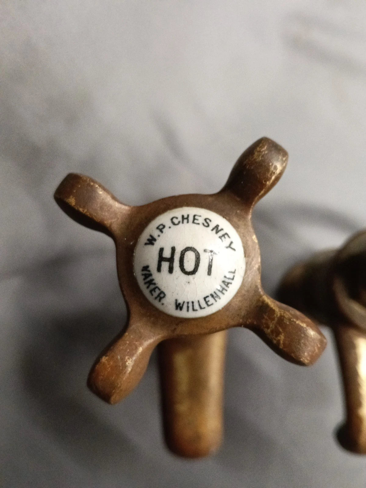 Super Cute Small Aged Brass Bathroom Basin Taps  Reclaimed & Refurbed D1