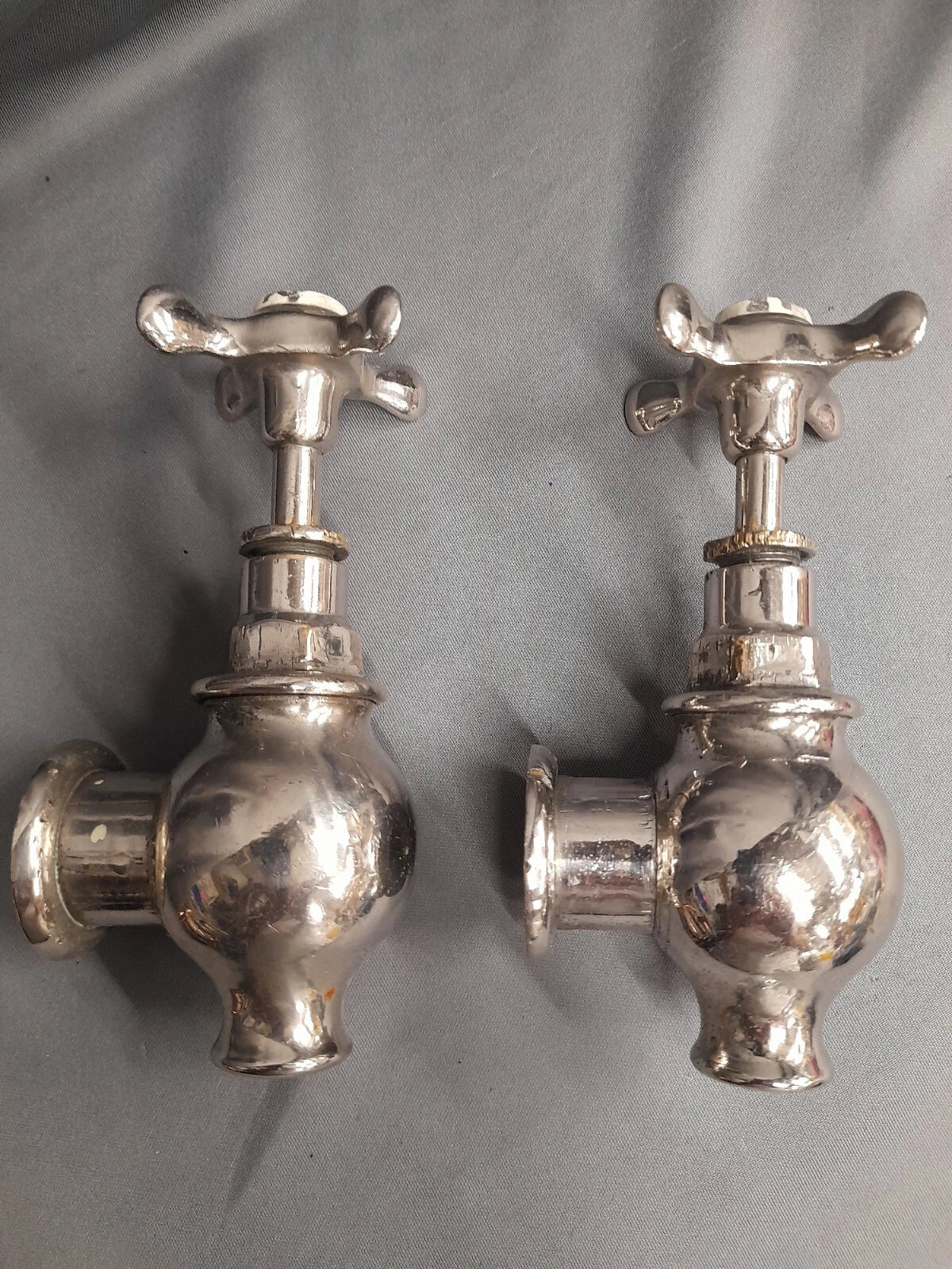 Nickel Globe Taps Heavyweight Reclaimed,  Refurbished Globe Taps