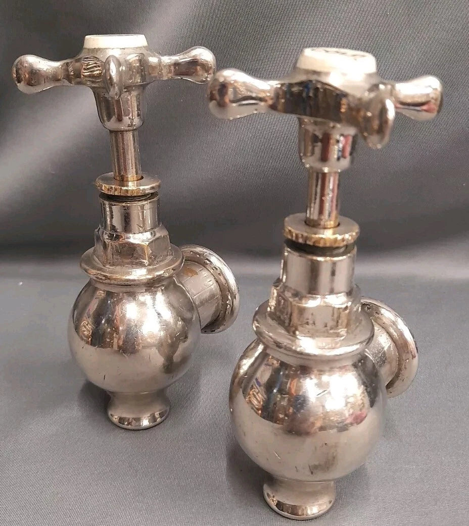 Nickel Globe Taps Heavyweight Reclaimed,  Refurbished Globe Taps
