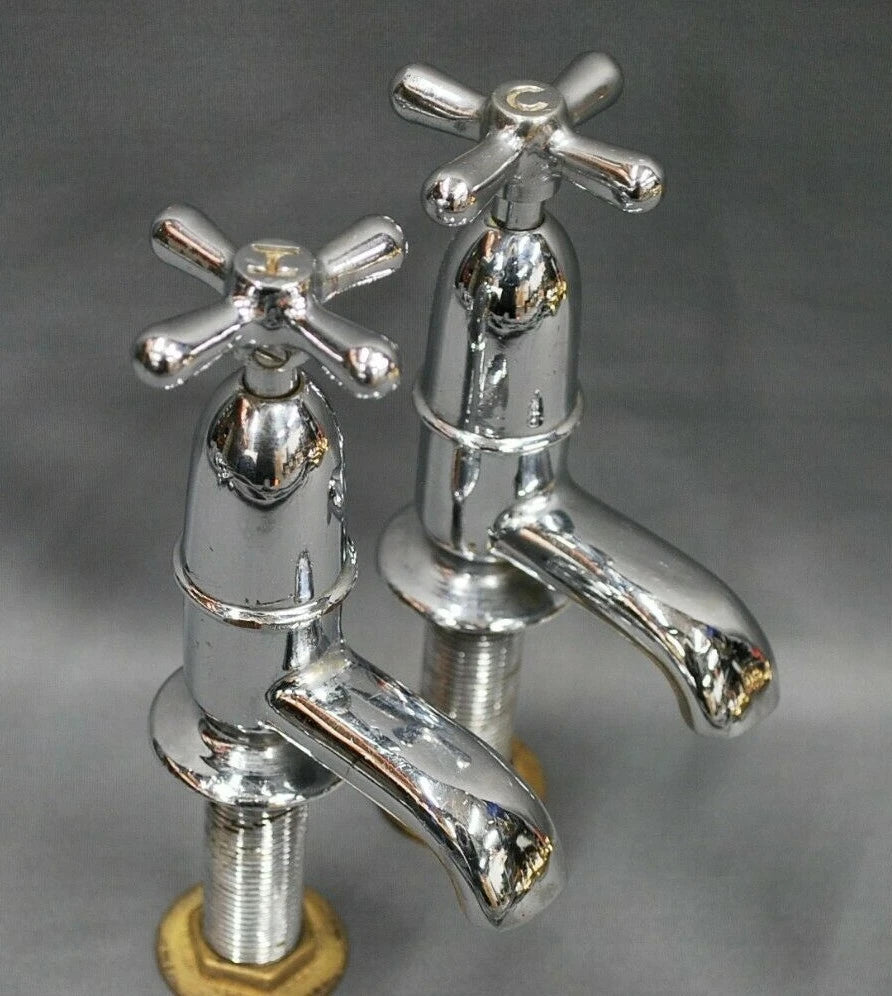 Chrome Retro Bathroom Basin Taps Reclaimed & Fully Refurbed Taps, Ready 2 Fit
