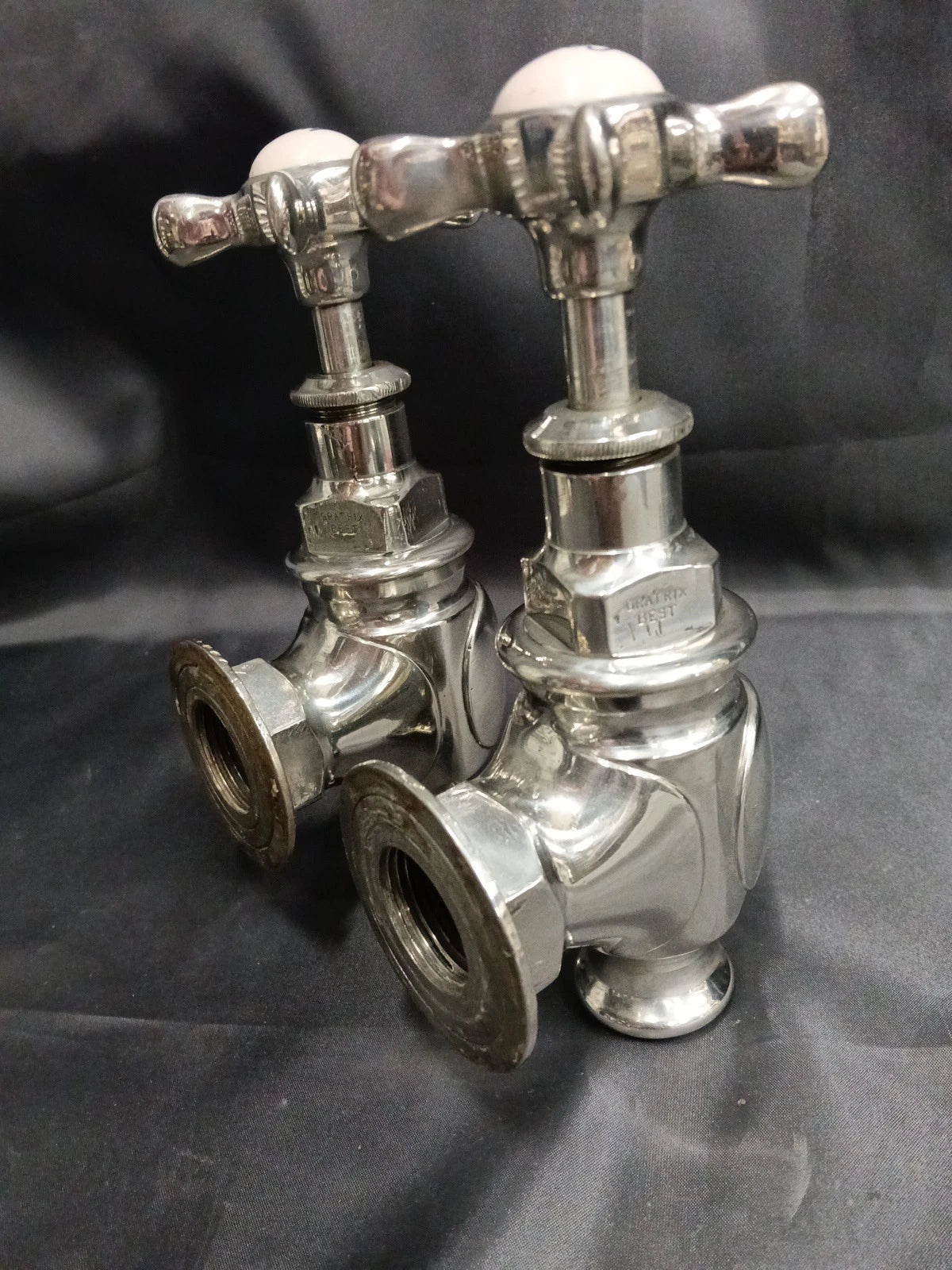 Solid Nickel Silver Globe Bath Taps, Reclaimed & Fully Refurbished Taps