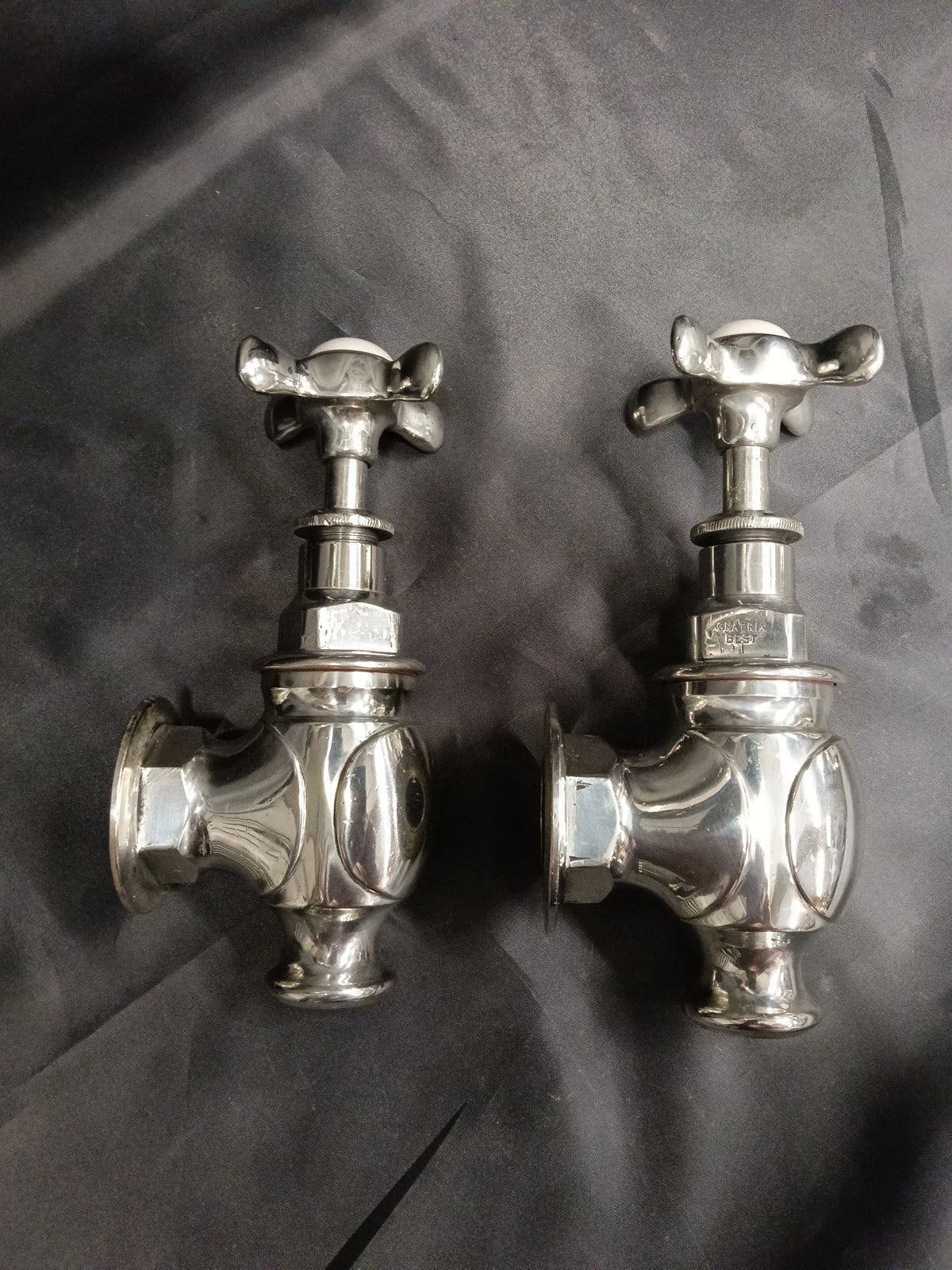 Solid Nickel Silver Globe Bath Taps, Reclaimed & Fully Refurbished Taps