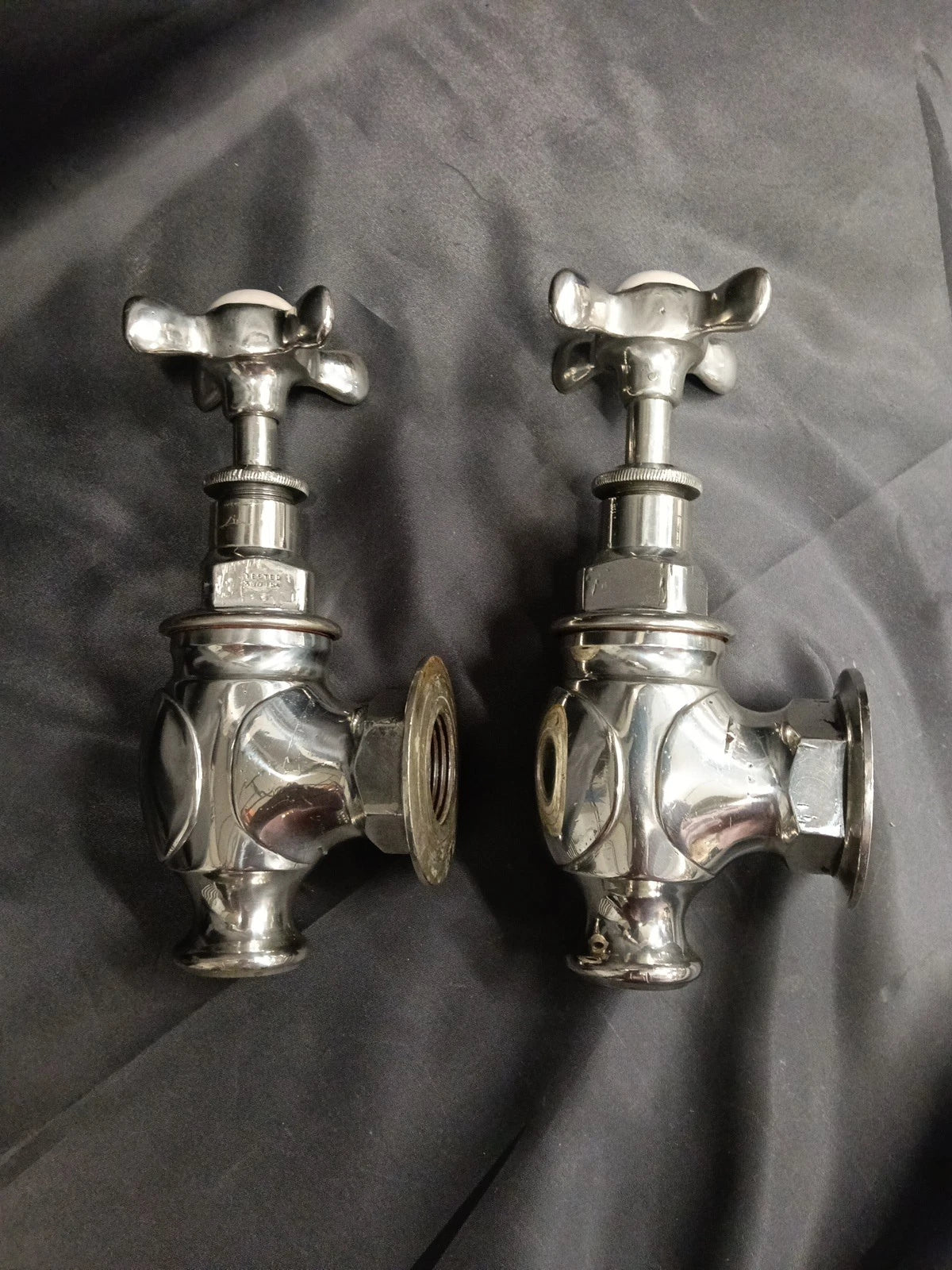 Solid Nickel Silver Globe Bath Taps, Reclaimed & Fully Refurbished Taps