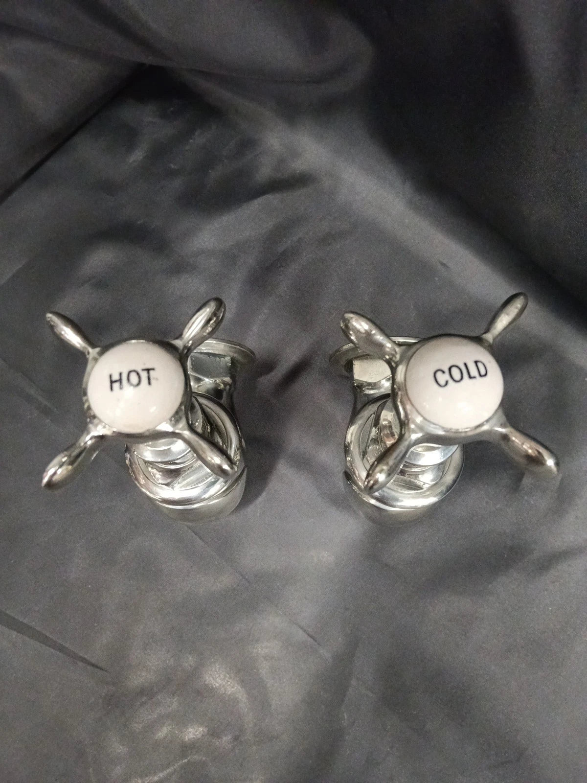 Solid Nickel Silver Globe Bath Taps, Reclaimed & Fully Refurbished Taps