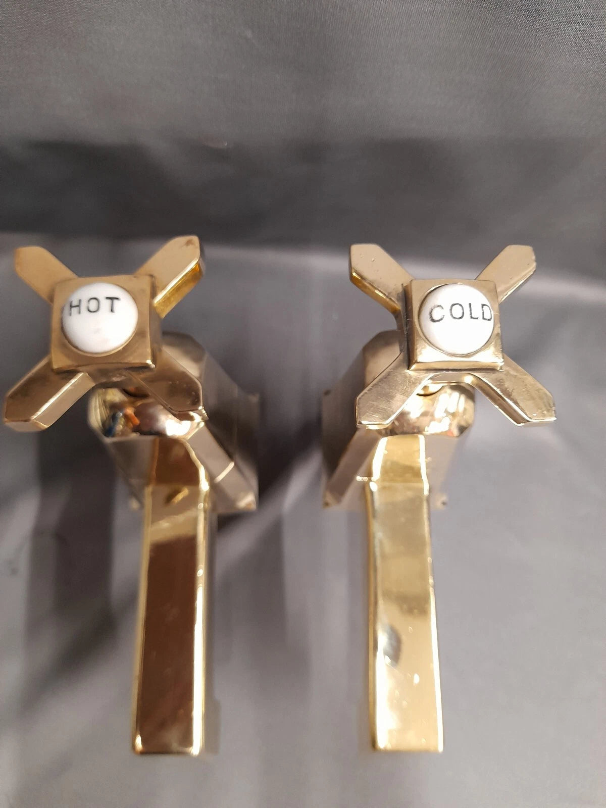 Brass Art Deco Bath Taps Long 5" Reach Spouts Fully Refurbished Stunning Taps