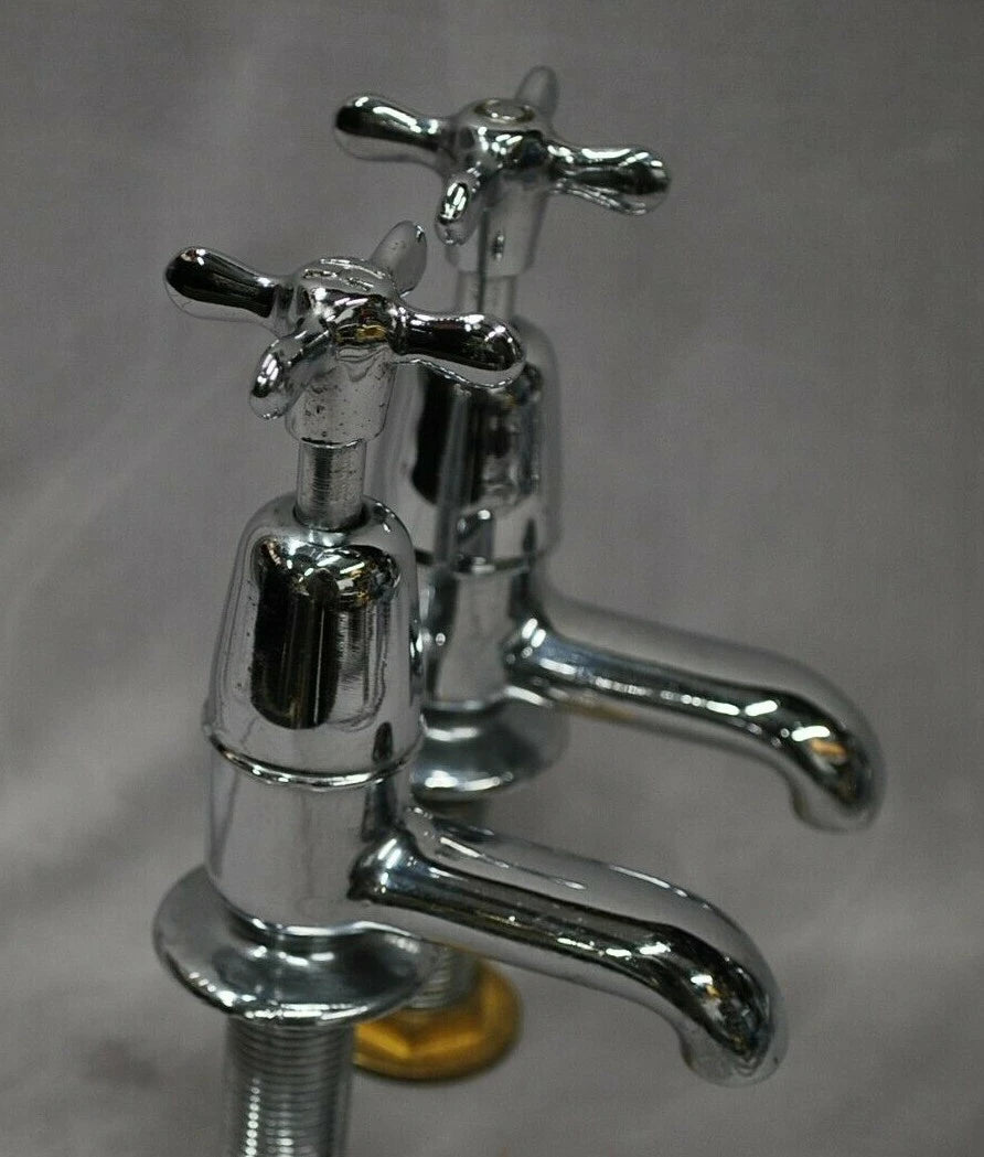 Chrome Retro Bathroom Basin Taps, Reclaimed & Fully Refurbished Taps 7 cm Spout