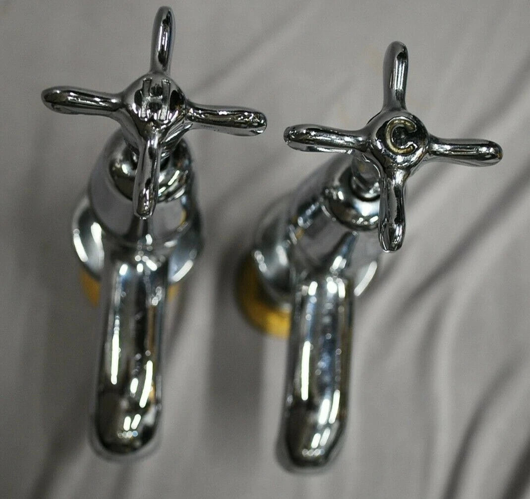 Chrome Retro Bathroom Basin Taps, Reclaimed & Fully Refurbished Taps 7 cm Spout