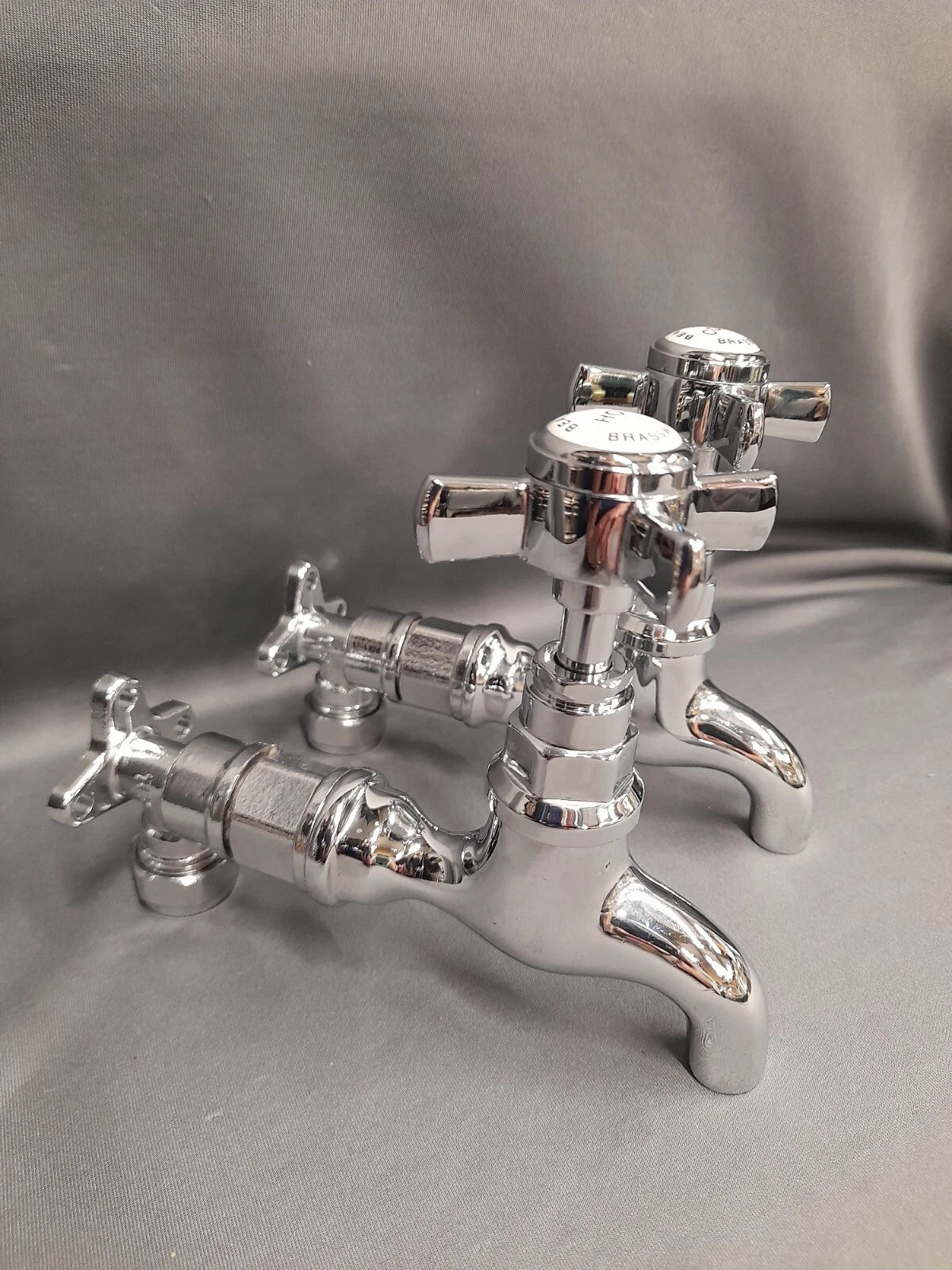 Chrome Wall Mounted Kitchen Taps Ideal 4 Belfast Sink,  Refurbished 15 cm Spout