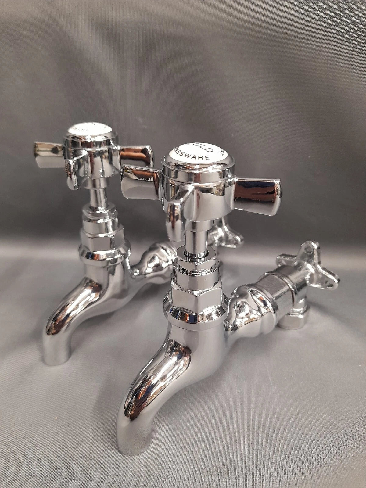 Chrome Wall Mounted Kitchen Taps Ideal 4 Belfast Sink,  Refurbished 15 cm Spout