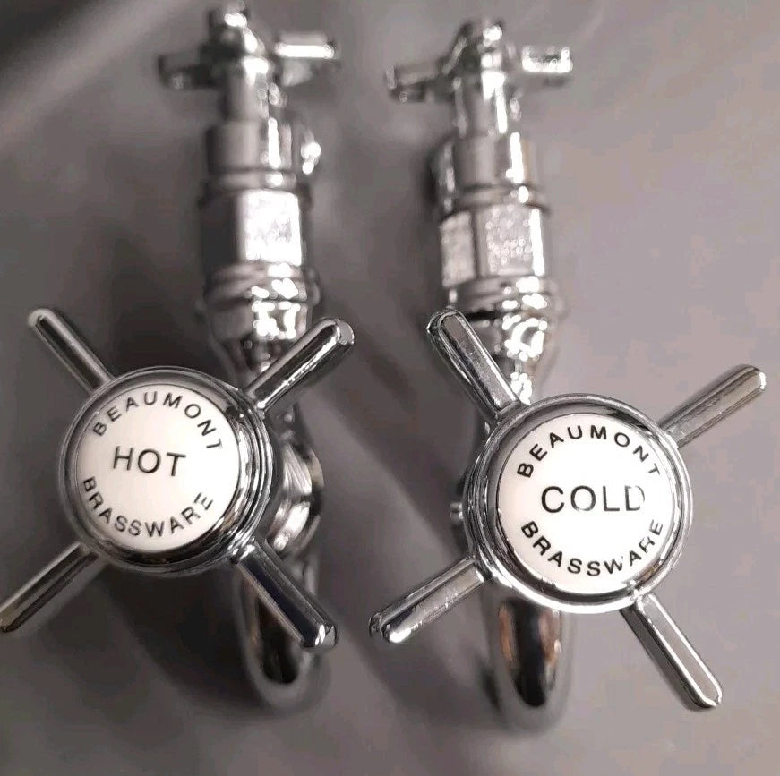 Chrome Wall Mounted Kitchen Taps Ideal 4 Belfast Sink,  Refurbished 15 cm Spout