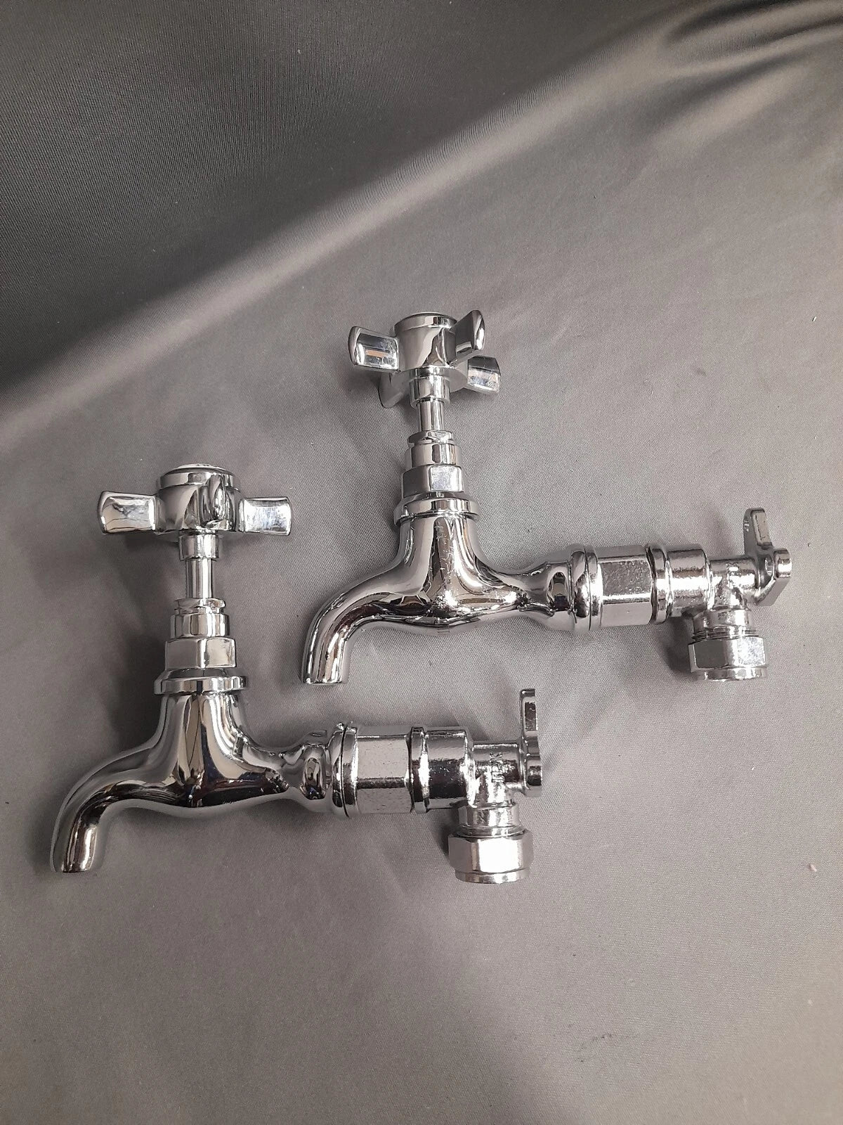 Chrome Wall Mounted Kitchen Taps Ideal 4 Belfast Sink,  Refurbished 15 cm Spout
