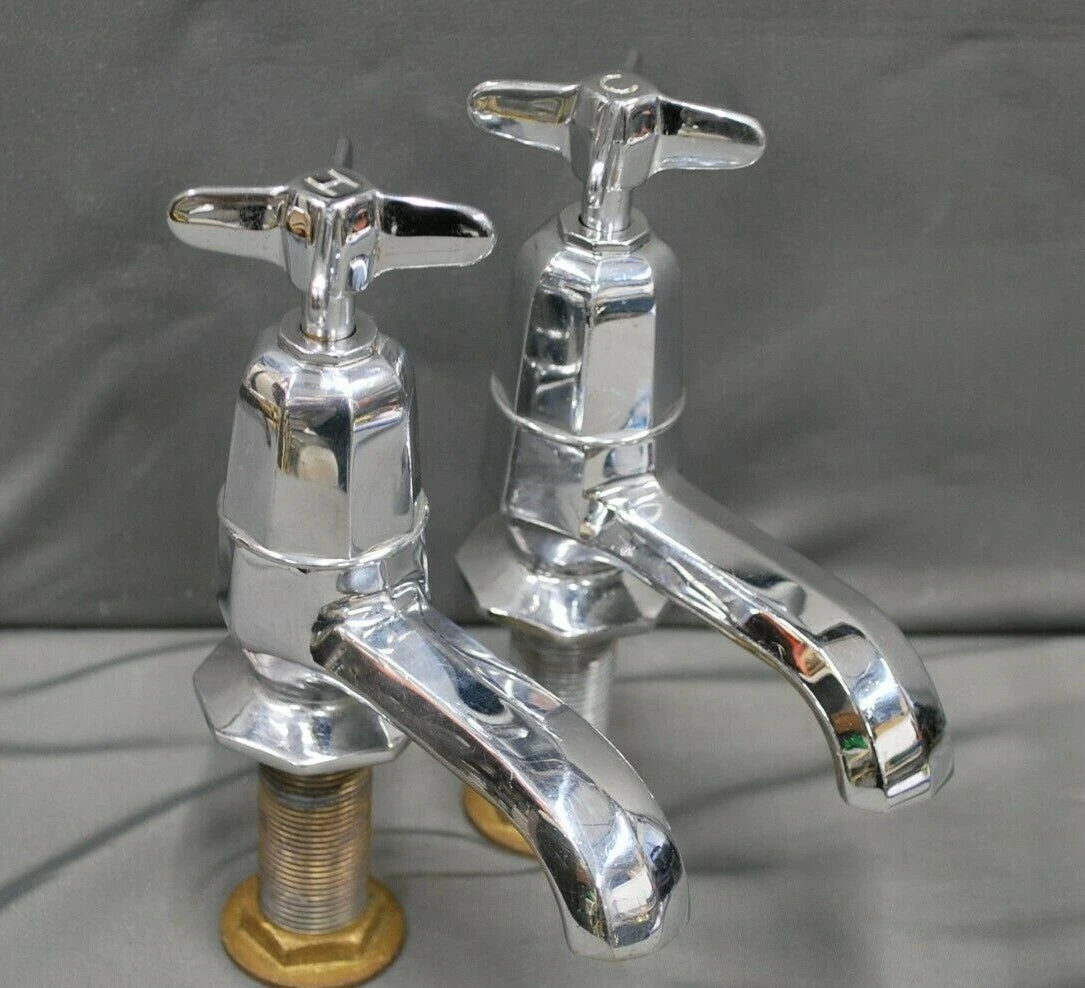 Art Deco Chrome Bath Taps, Bathroom Taps Reclaimed & Fully Refurbed Taps