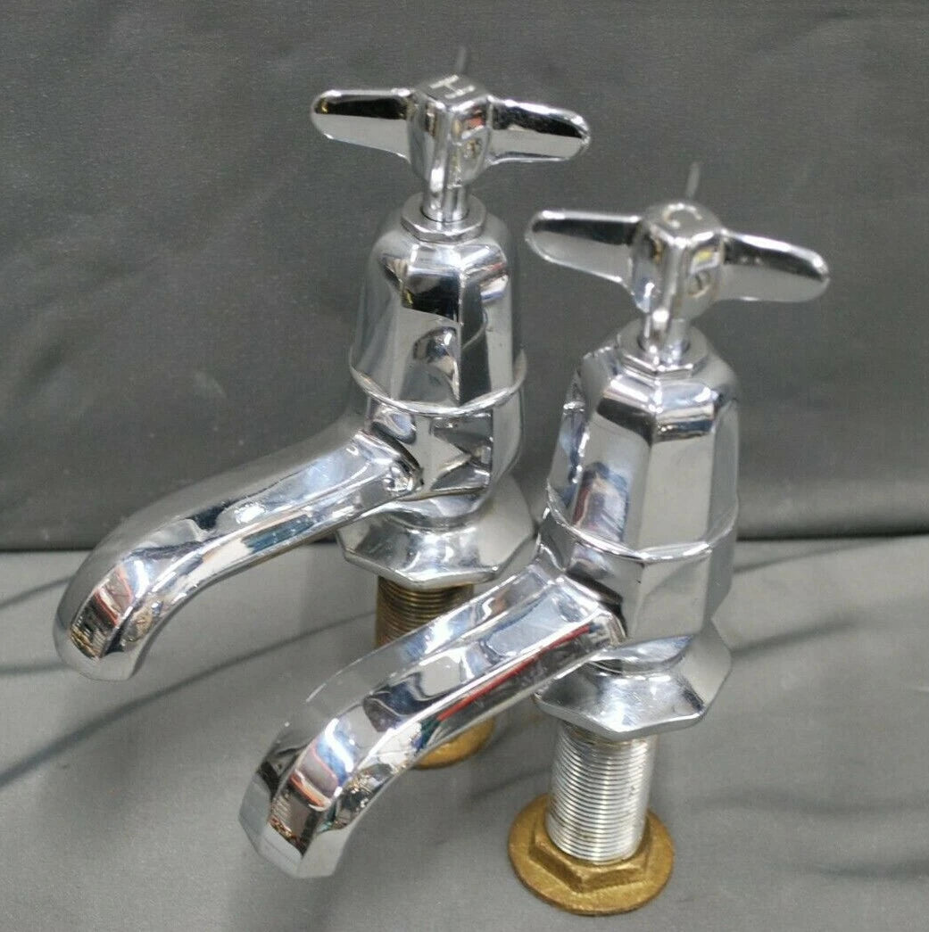 Art Deco Chrome Bath Taps, Bathroom Taps Reclaimed & Fully Refurbed Taps