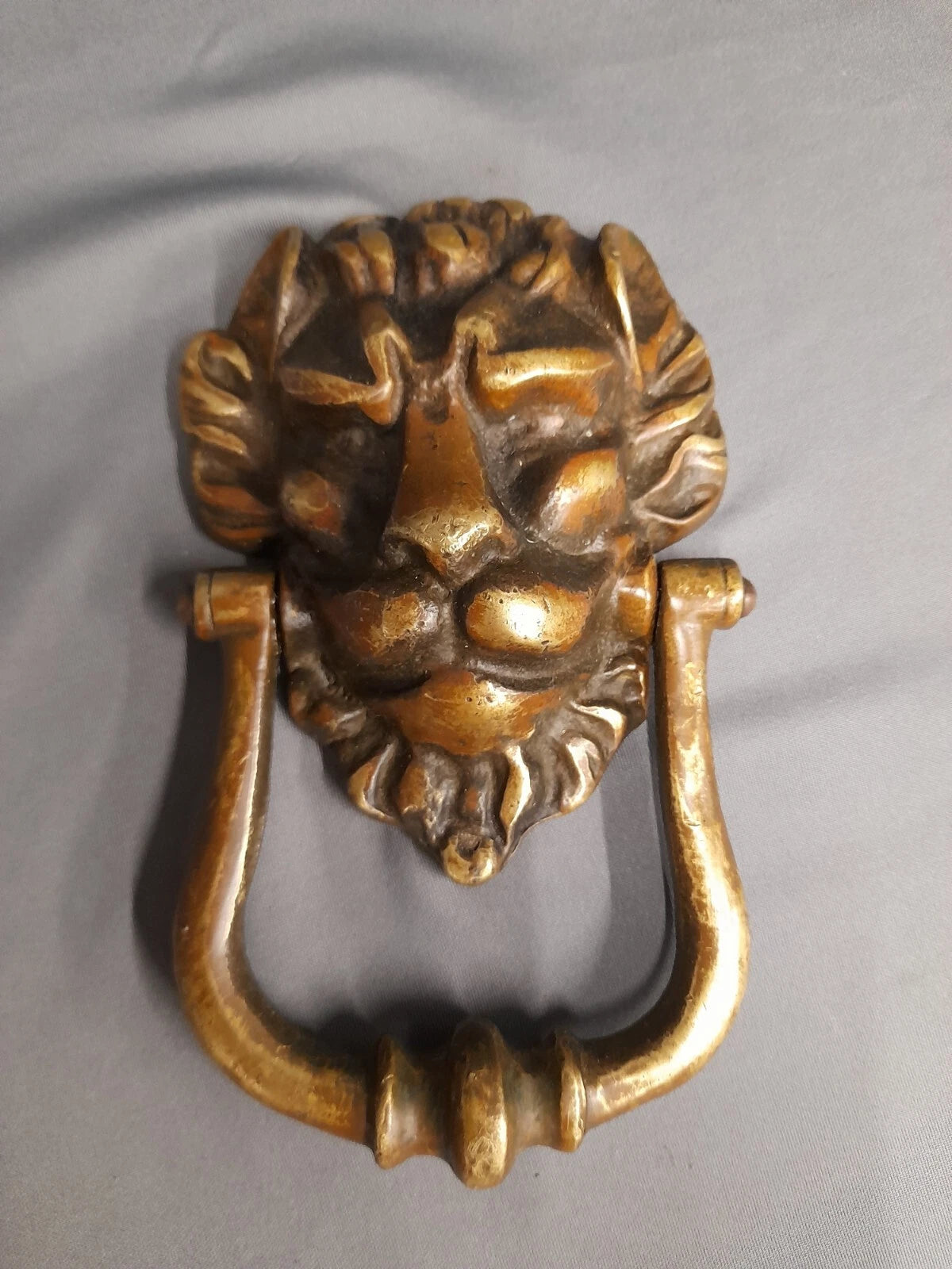 Brass Door Knocker Original Patina, Lions Head Knocker