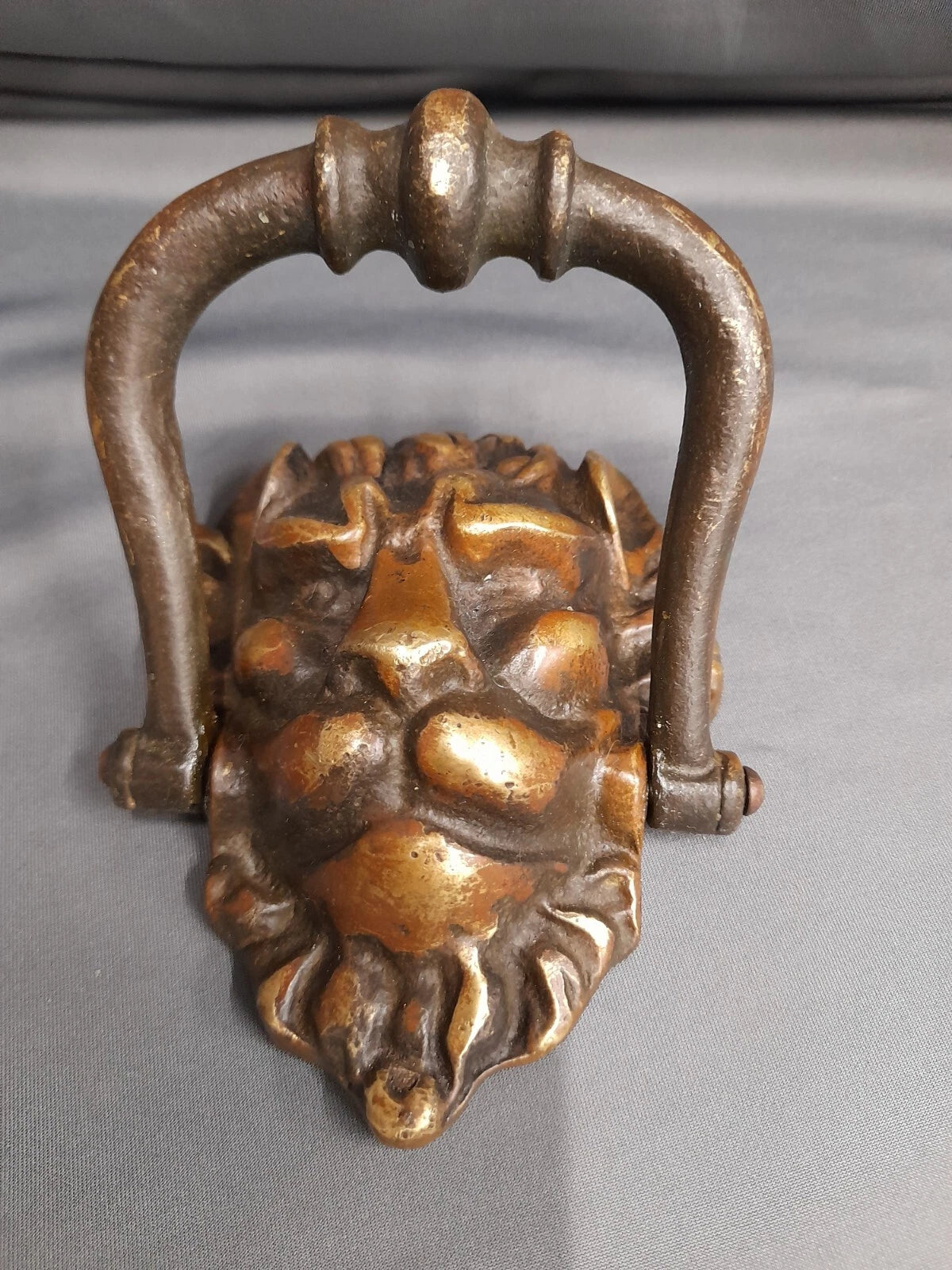 Brass Door Knocker Original Patina, Lions Head Knocker