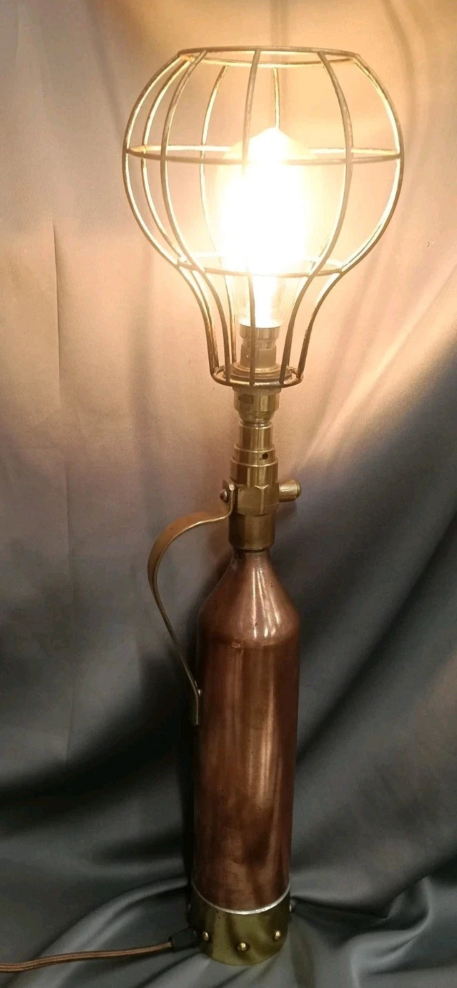 Lovely Brass & Copper Fire Extinguisher Table Lamp