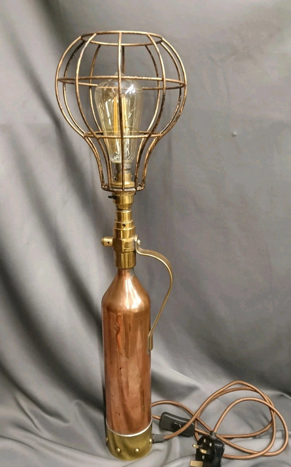 Lovely Brass & Copper Fire Extinguisher Table Lamp
