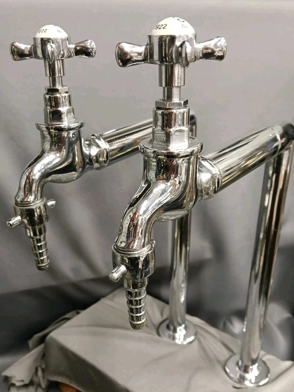 Chrome Super Tall Bib Taps, Reclaimed & Fully Reconditioned 22 cm Spout