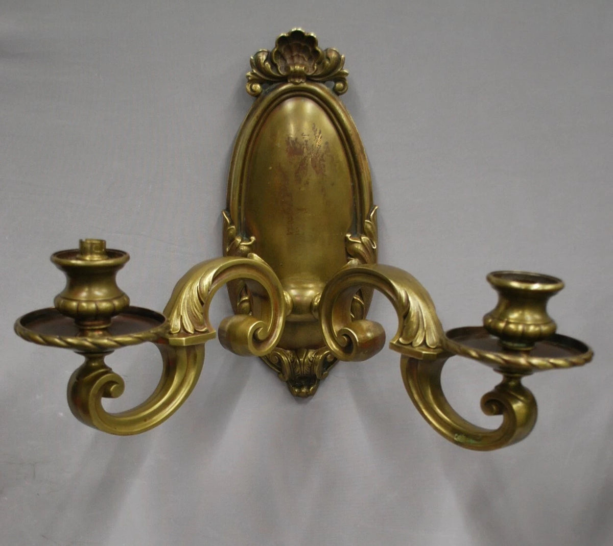 Three Vintage Brass Wall Mounted Lights, Classic Baronial Quality Light Fittings