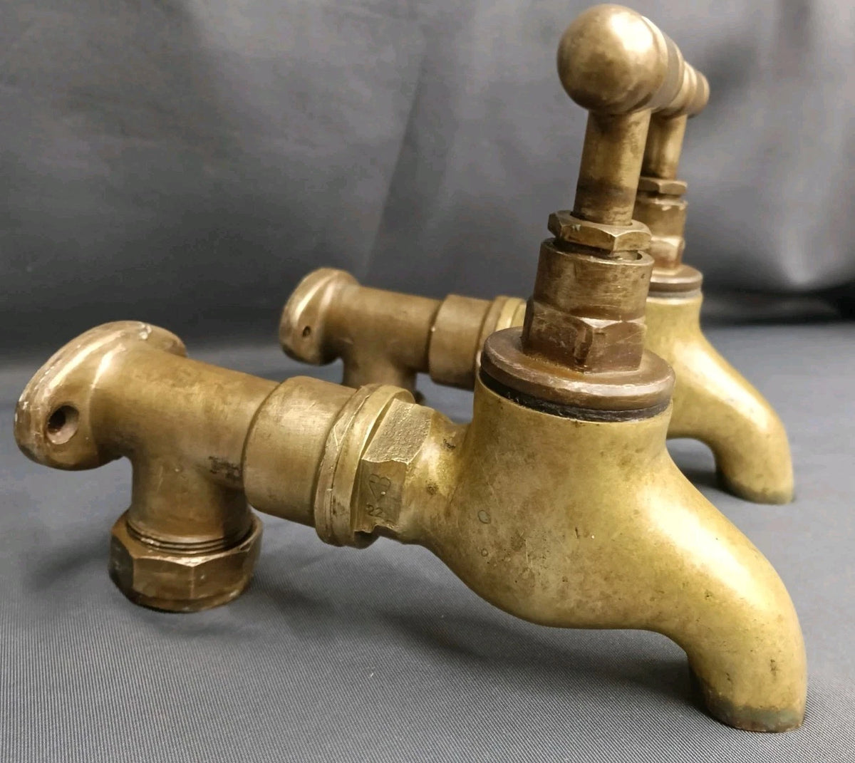 Large Chunky Brass Taps Wall Mounted,  Reclaimed Fully & Reconditioned Taps