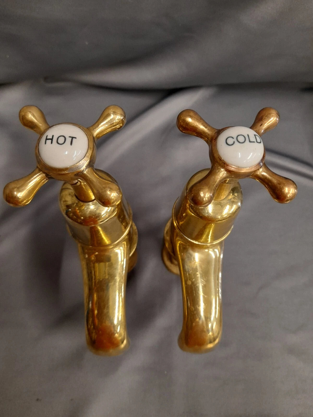 Brass Bath Taps Long 9 cm Reach Spout Fully Refurbished Stunning Old Bath Taps