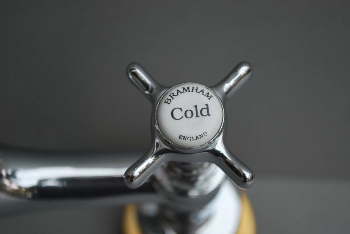 Chrome Deck Mounted Mixer Taps Ideal Belfast Sink Reclaimed & Refurbished Taps