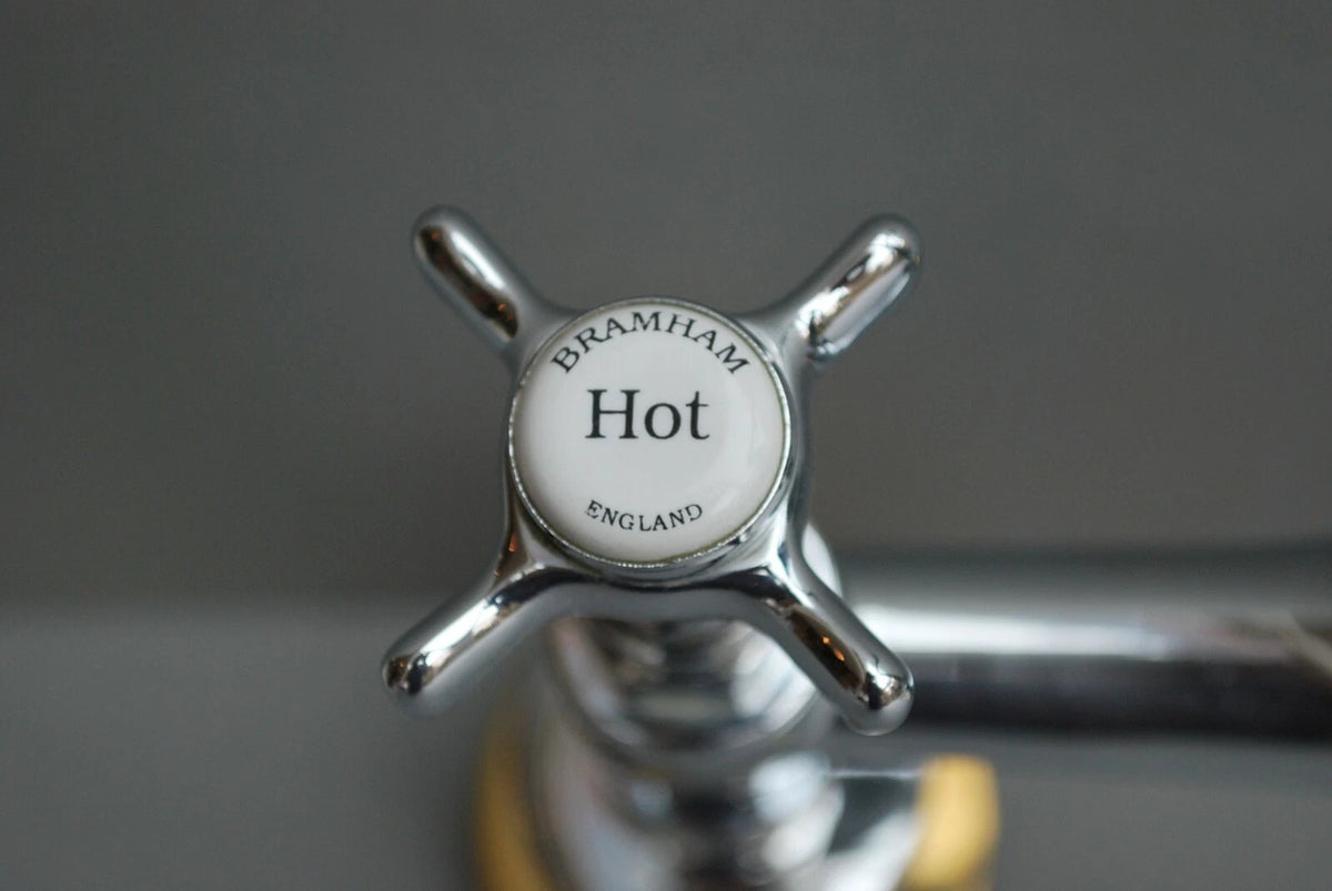 Chrome Deck Mounted Mixer Taps Ideal Belfast Sink Reclaimed & Refurbished Taps