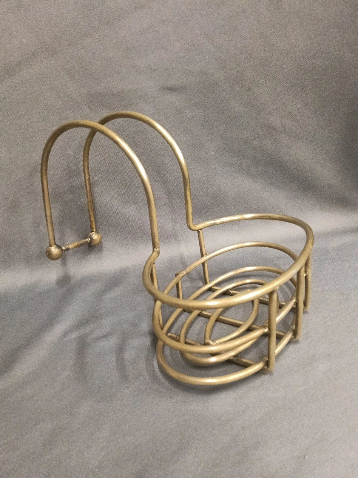 Large Bare Brass Roll Topped Bath Soap Dish,  Sponge Holder