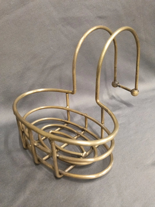 Large Bare Brass Roll Topped Bath Soap Dish,  Sponge Holder