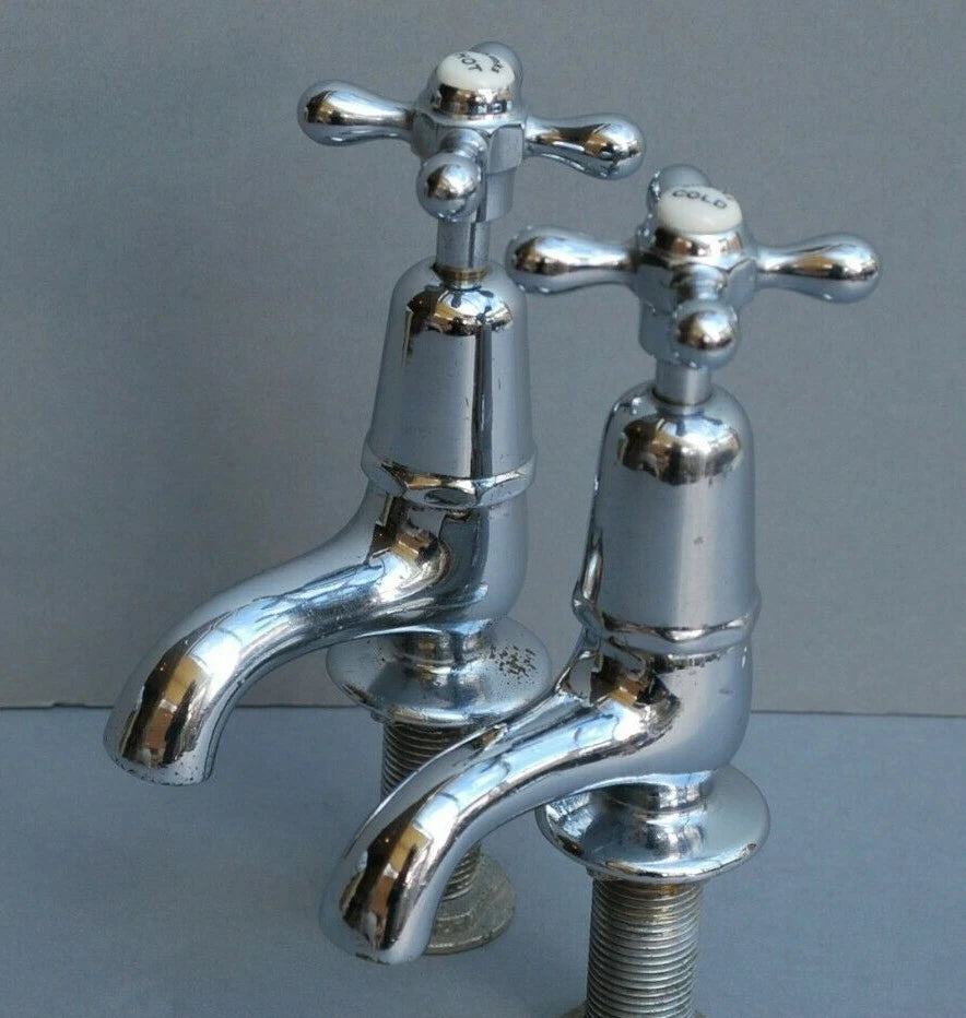 Chrome Basin Taps Reclaimed & Fully Refurbished Retro Taps 2 Pairs Available