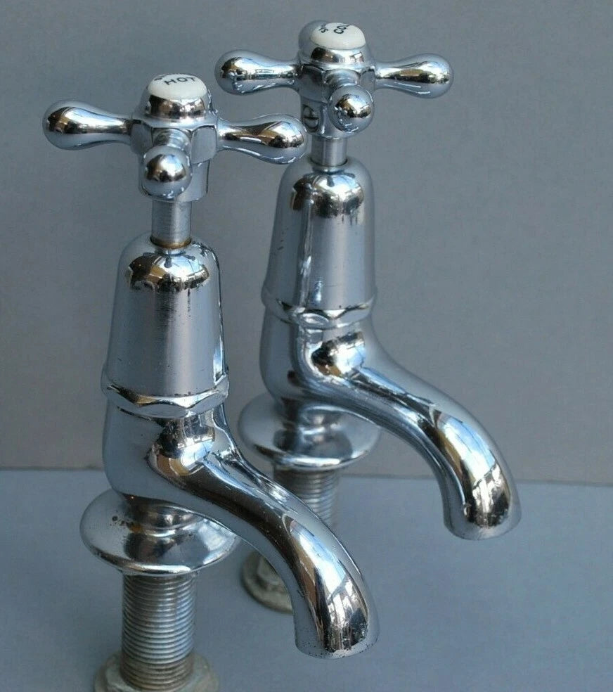 Chrome Basin Taps Reclaimed & Fully Refurbished Retro Taps 2 Pairs Available