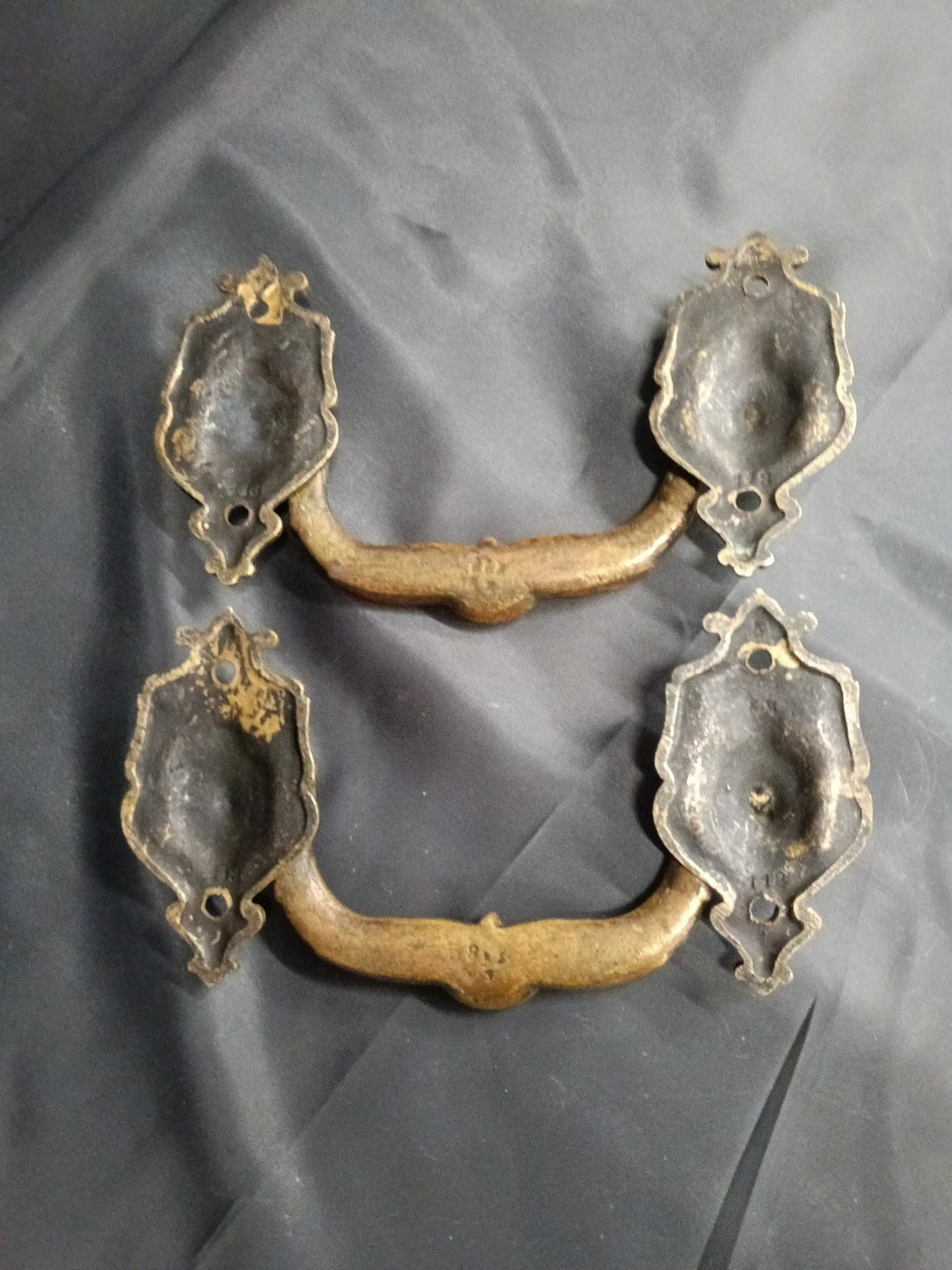 2 Brass Drawer Handles Very Ornate, 16cm By 8.5 cm