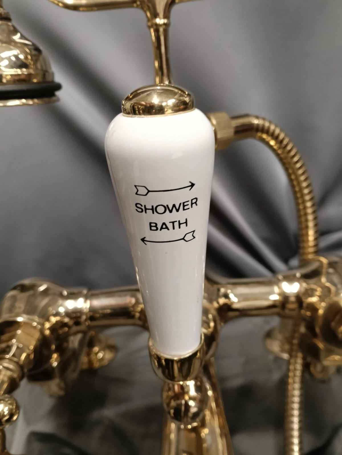 Barber Wilson Gold Bath  Shower Mixer Taps, Reconditioned Long Reach Feedpipes