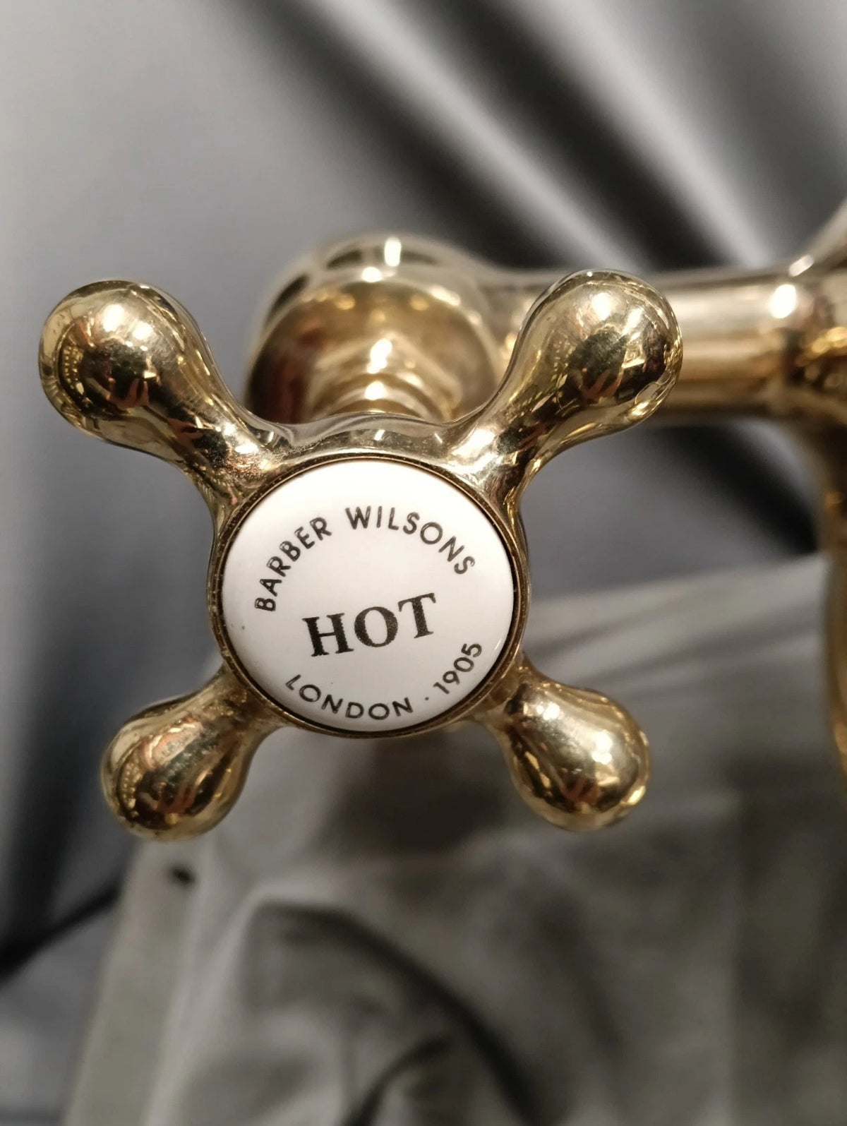 Barber Wilson Gold Bath  Shower Mixer Taps, Reconditioned Long Reach Feedpipes