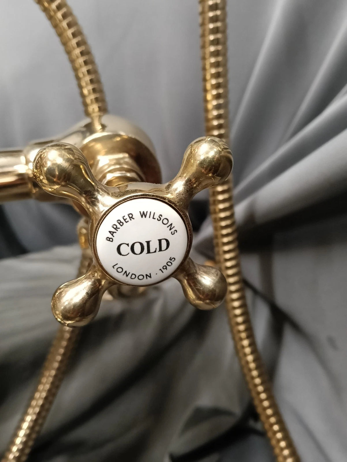 Barber Wilson Gold Bath  Shower Mixer Taps, Reconditioned Long Reach Feedpipes