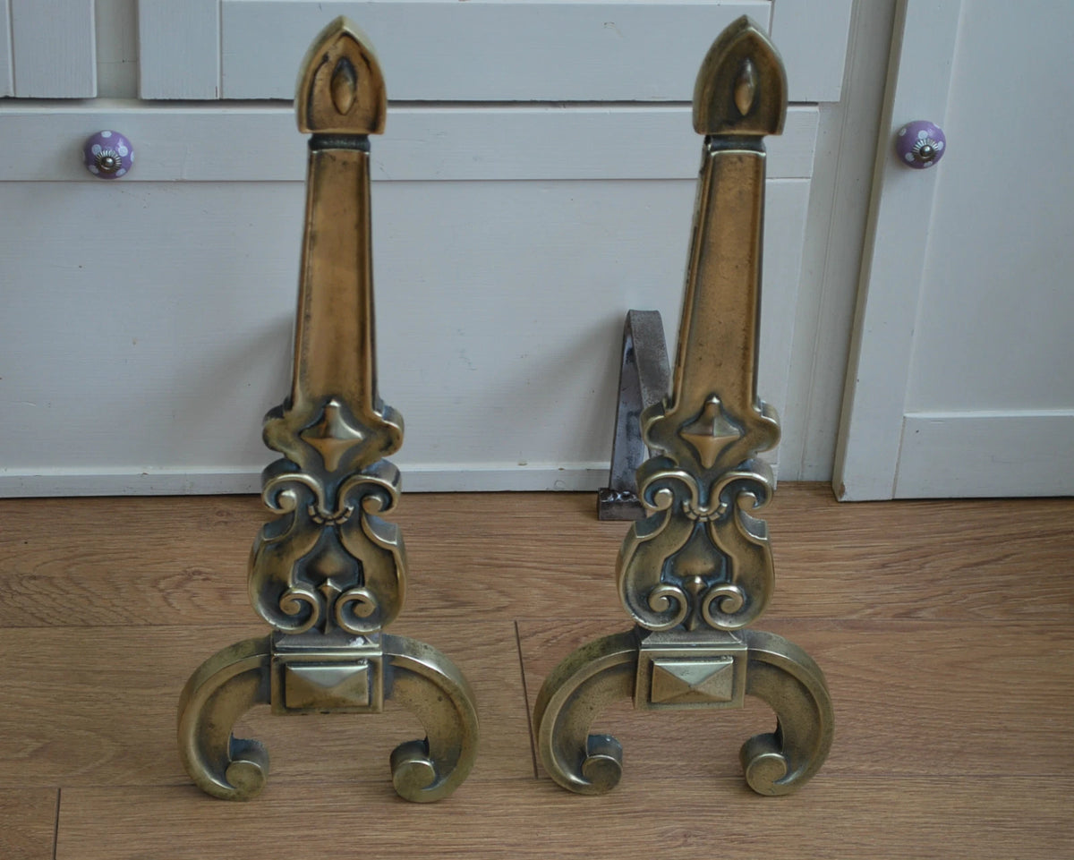 Victorian Brass Fire Dogs Very Attractive Very Ornate Heavy Duty