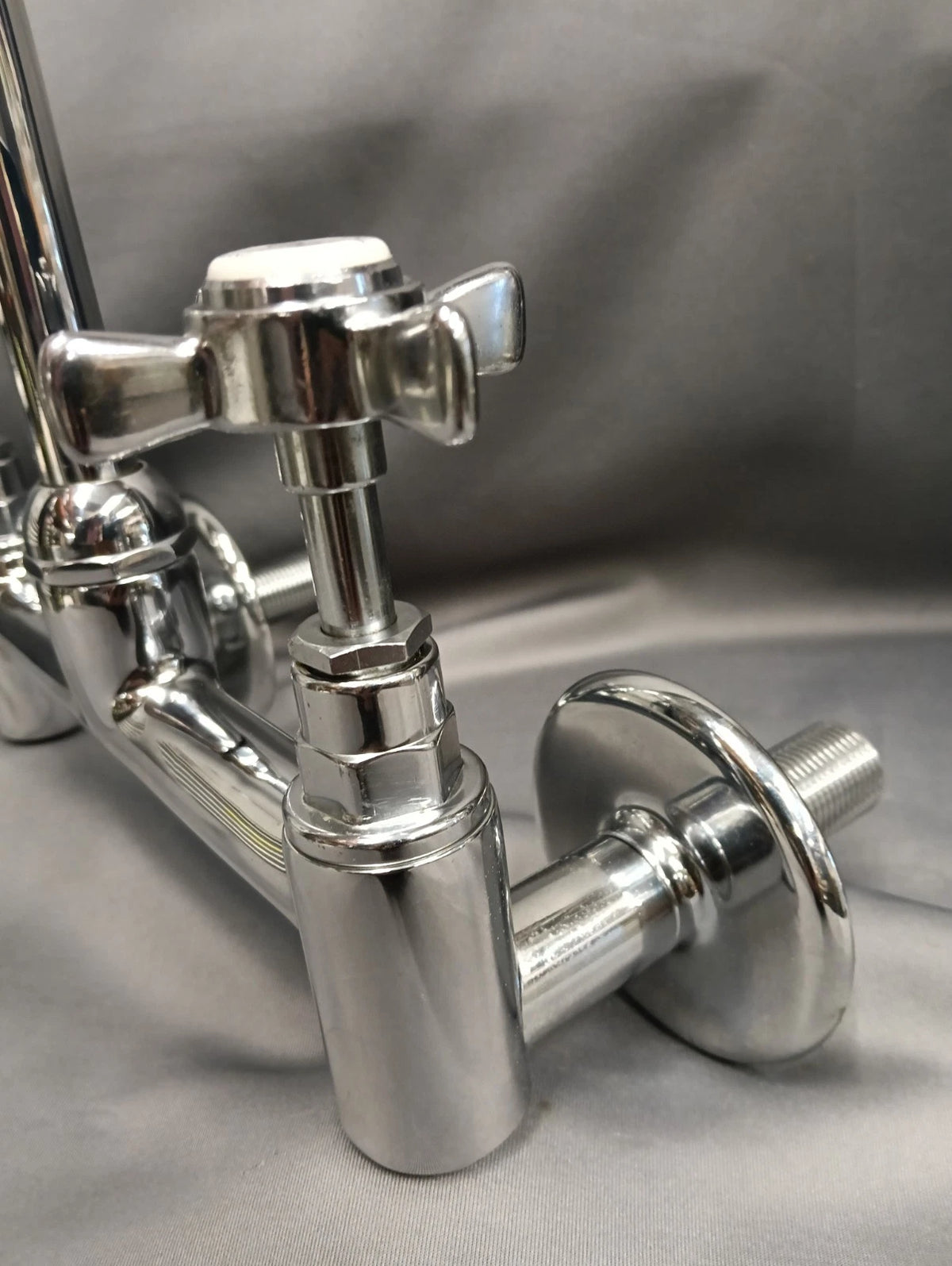 Chrome Mixer Taps Wall Mounted Back Fed Taps Ideal Belfast Sink Reconditioned
