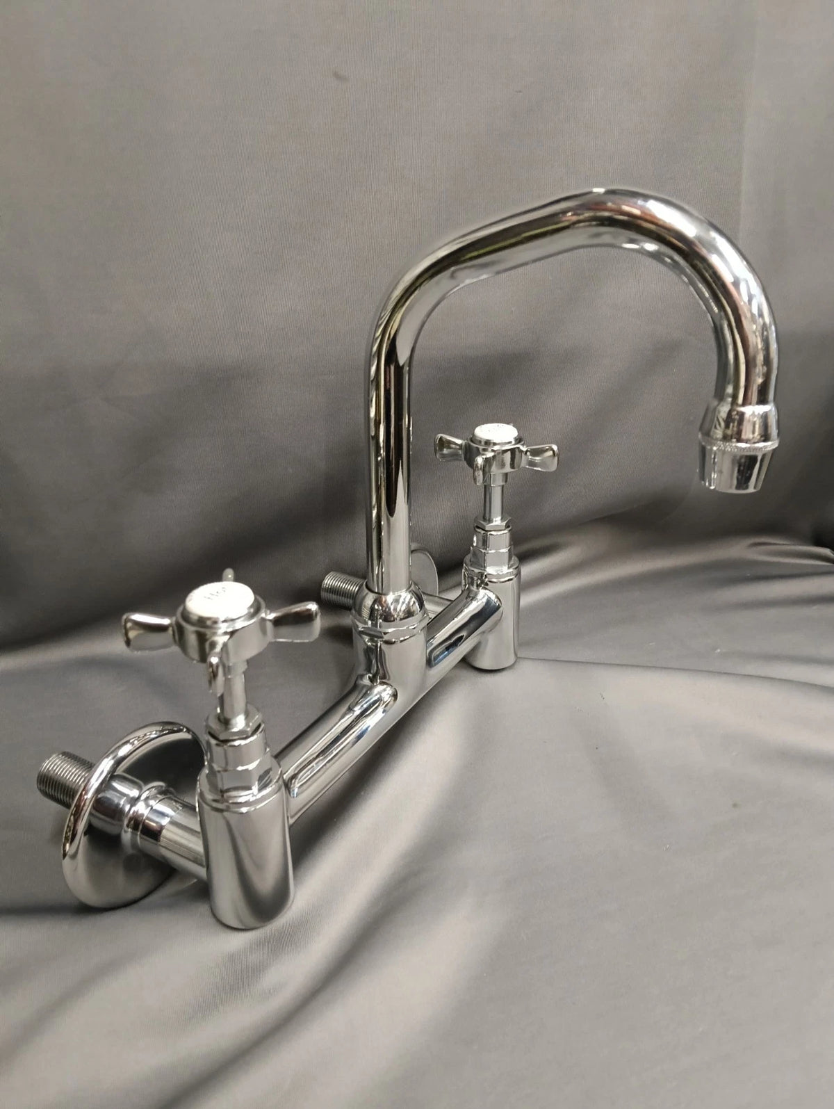 Chrome Mixer Taps Wall Mounted Back Fed Taps Ideal Belfast Sink Reconditioned