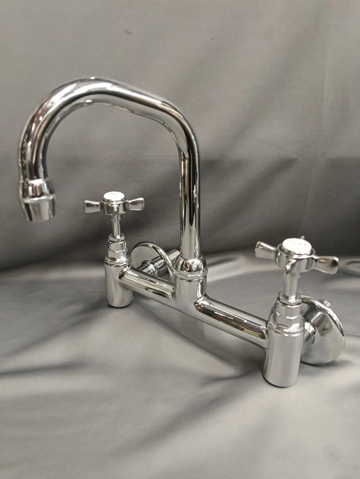 Chrome Mixer Taps Wall Mounted Back Fed Taps Ideal Belfast Sink Reconditioned