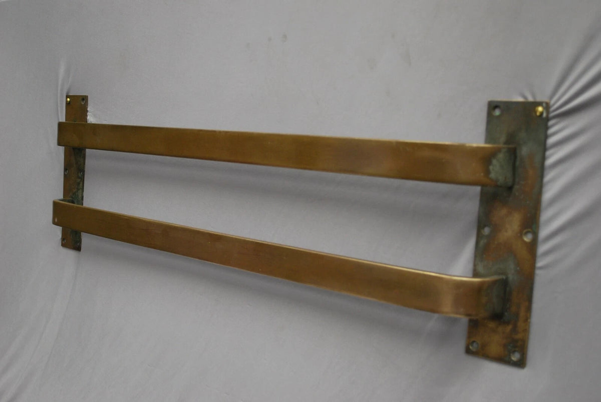 Deco Brass Door Handles, Hotel / Cinema Large Stunning Handles, Original Patina